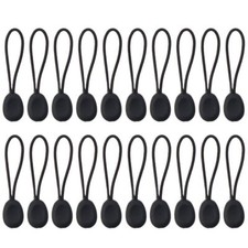 Replacement Zipper Pulls Black Cord Extender for Backpacks Jackets 20 Pieces