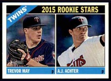 2015 Topps Heritage Trevor May RC / A.J. Achter RC #264 Minnesota Twins