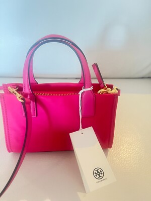 NWT TORY BURCH ELLA NYLON MINI TOTE CROSSBODY BAG SATCHEL BRIGHT