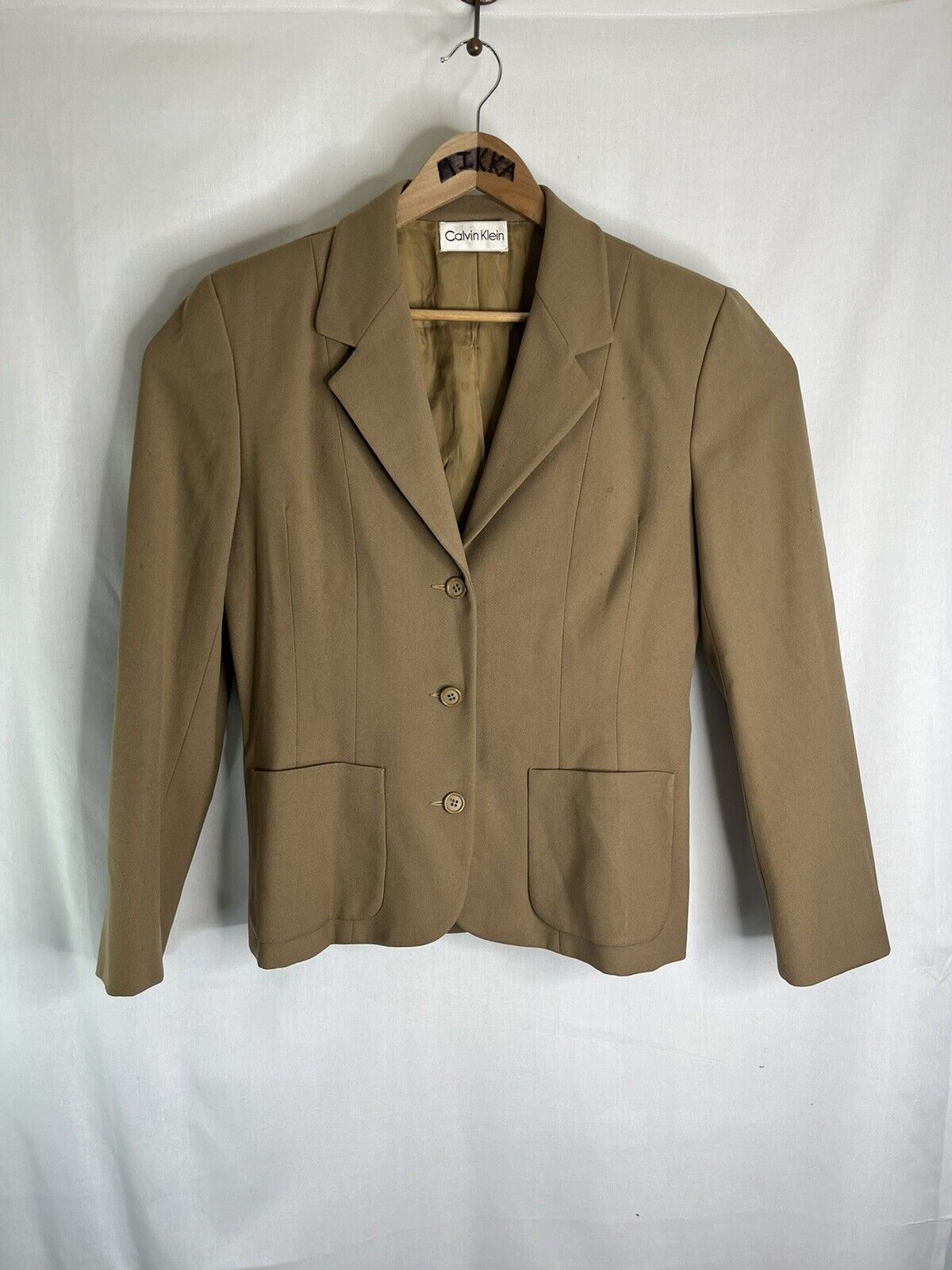 Vintage Calvin Klein Men's Suit Jacket Coat Beige… - image 2