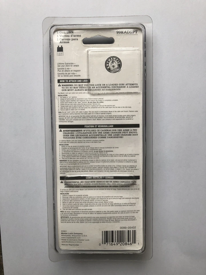 Master Lock Gun lock, 14" cable lock for a variety of firearms - 99KADSPT - Image 2 of 2