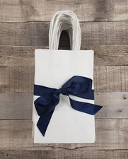 (25) White Small Paper Gift Bags with Handles 5.25" Wide X 8.25" Tall X 3" Deep