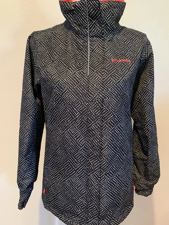 Columbia девочек L 14 16 дождевик водонепроницаемый черный белый розовый обмена оболочки - Изображение 2 из 4