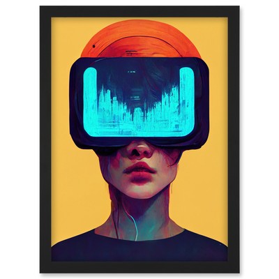 Funky Virtual Reality Gamer Kinder gerahmtes Wandbild Bild Druck A3