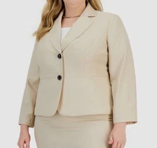 Le Suit Women's Beige Two-Button Suit Separate Jacket Plus Size 22W