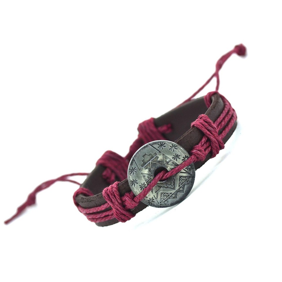 Leather Viking Rune Norse Shield Rope Bracelet Wrist Band Arm Band ...