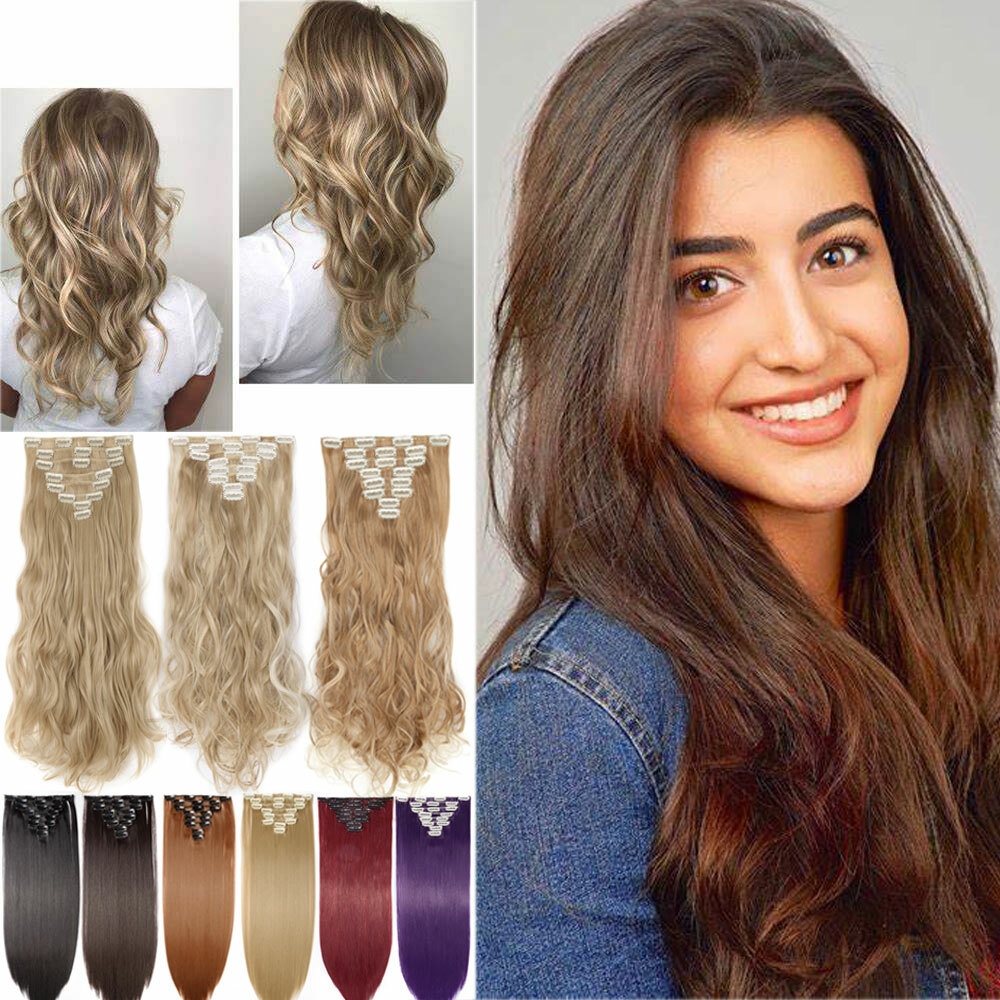 8 Pieces Clip In Hair Extensions Full Head Natural As Human  display picture 1