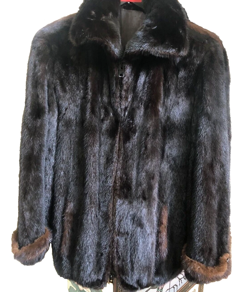 ÚNICA EN SU CLASE - CHAQUETA DE VISÓN PARA HOMBRE - "ESTILO OCCIDENTAL" MARRÓN SOBRE NEGRO - CON DESCUENTO Foto 3 de 4