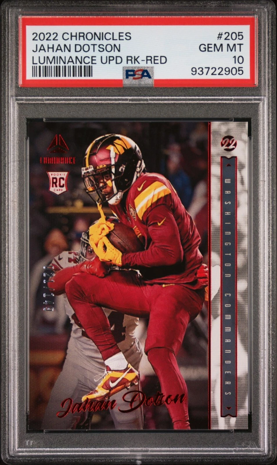 Jahan Dotson Panini Chronicles Luminance Update Rookies #205 Red