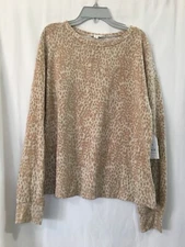 New Time and Tru Women's Leopard Long Sleeve Hacci T Shirt Top Crew U pick