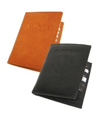 Premium Cowhide Leather Passport Cover Travel Document Holder 8 ID Card Wallet