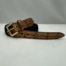 Martin Dingman Blue Woven Flex Belt With Aligator Grain Leather Ends Size 40/100