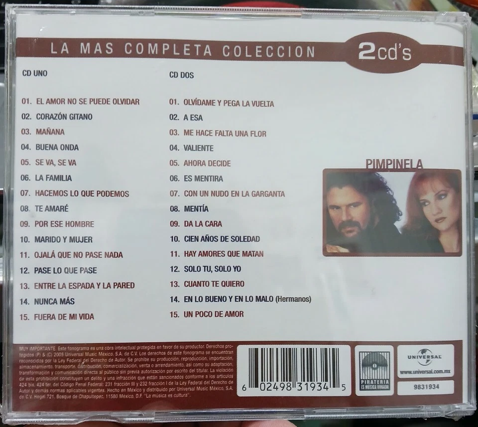 Pimpinela - La Mas Completa Coleccion (2 CD's Brand New) - Image 2 of 2