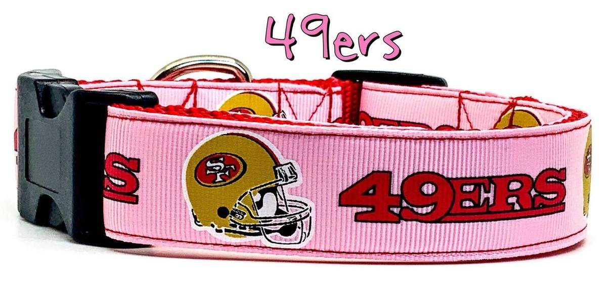 SF 49ERS girl dog collar handmade adjustable buckle 1" or 5/8" wide or leash