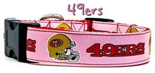 SF 49ERS girl dog collar handmade adjustable buckle 1" or 5/8" wide or leash 