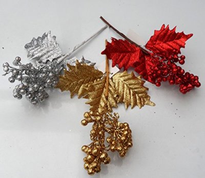 Großes Glitzer Plektrum für Weihnachtsdeko mit Blättern und Beeren, Kuchen, Basteln