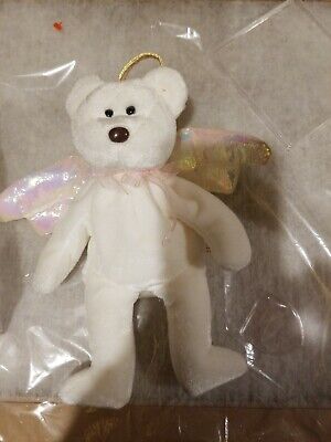 TY BEANIE BABY HALO White Angel Teddy Bear Vintage Plush Toy 5th Gen Tag 1998
