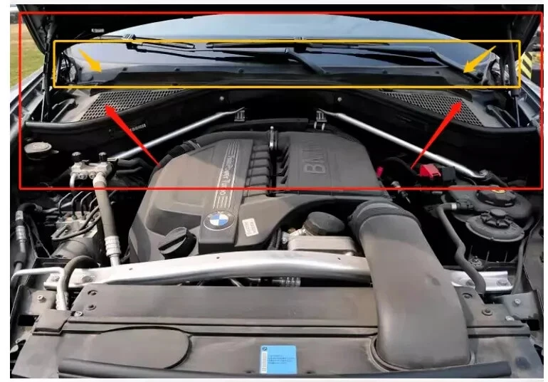 Cubierta de moldura de ventilación del capó del limpiaparabrisas delantero 3 piezas para BMW X6 E71 2007-2012 Foto 4 de 4