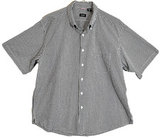 Izod Short Sleeve Shirt Men's XL Blue Gingham Check Button Down Collar RN36543