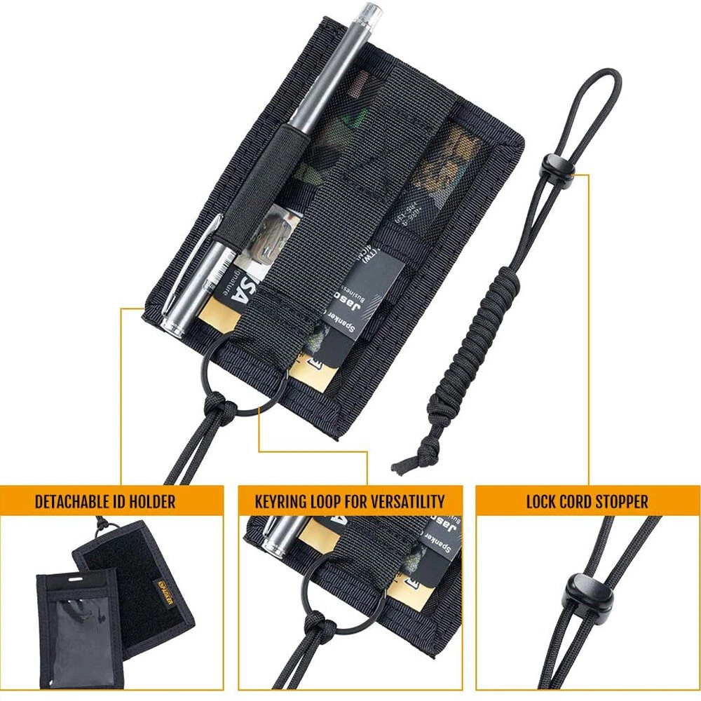 2PC Tactical ID Card Holders Hook&Loop Patch Badge Organizers - Neck Lanyard HOT