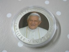 Farbmedaille Papst Benedikt XVI Benedictus 16 Pontifex Maximus 2005 Farbe