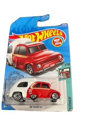  HOT WHEELS NEW 4 2020, TOONED 1/10, RV THERE YET, WHITE & RED, CAR & CAMPER 