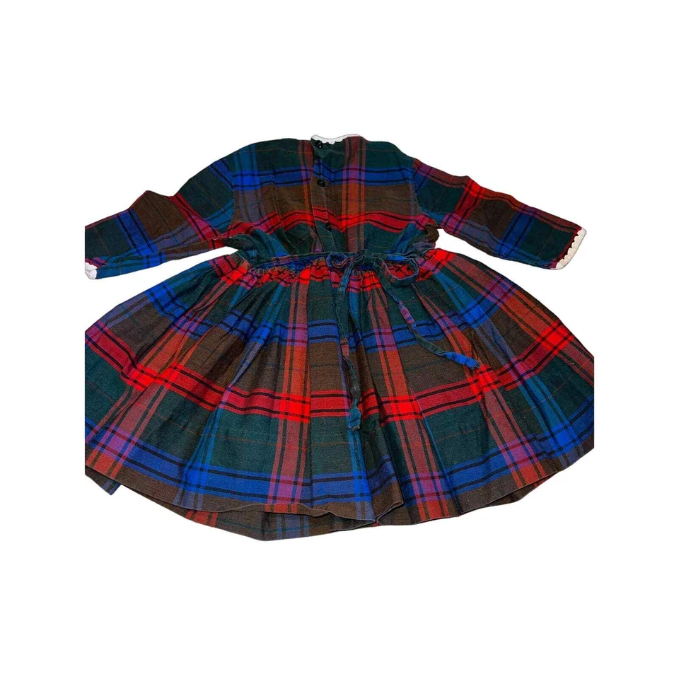 Vestido vintage a cuadros de Navidad marca Cenicienta para niños pequeños Foto 2 de 4