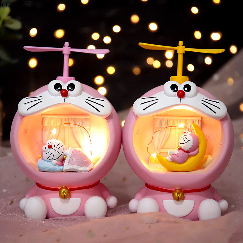 Cartoon Doraemon Night Light Bedroom Decor Resin Lamp Couples Xmas