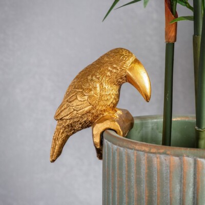Gold Tukan Pflanztopf Hänger Ornament klein Wohndeko süß Geschenk Vogel