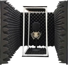 Large Microphone Isolation Shield, Foldable Vocal Booth Reflection Filter, 2 Inc