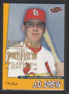1999 PACIFIC INVINCIBLE SPORTSFEST 99 SHOW EMBOSSED #14 J.D. DREW CARDINALS #/20