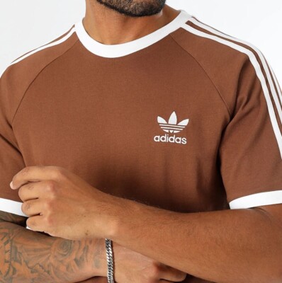  80s LA Cali Tee L ホワイト/ブラウン NEW MENS ADIDAS ORIGINALS 3-STRIPES CALIFORNIA TEE SHIRT ~SIZE XL