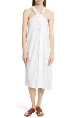 Vince Twist Front Halter Dress, M / Optic White