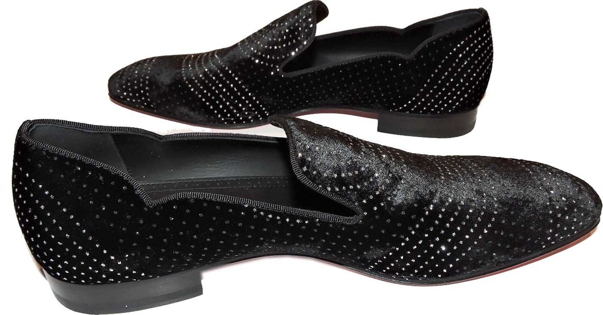 Christian Louboutin Loafers Men's Dandy Chick-Black Crystals Shoes