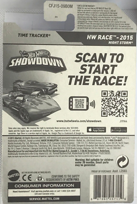 2015 Hot Wheels Treasure Hunt 'Time Tracker' #175/250 HW Race - Dark Blue With Glow-in-the-Dark Wheels - View #8