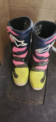 Used Pink/Highlighter Size 1 Alpine Star Tech 3s Kids Boots Part# 2014518