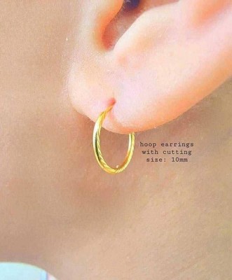 18k real saudi gold  Light Weight EARLOOP Earring