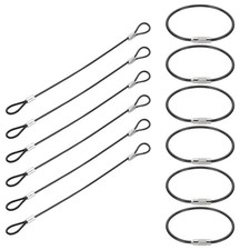 8" Safety Cable Lock 6 Pcs 2mm Dia Braided Steel Coated Security Cable Black