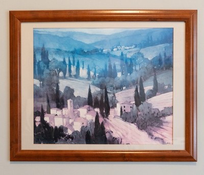 Tuscan Valley View 1998 Philip Craig Canada Watercolor Art Print Framed By KH
