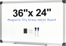 Magnetic White Board 36" X 24" for Wall, Dry Erase Board for Home Office, School