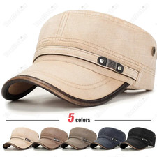 Brand New Unisex Washed Distressed Cotton Adjustable Flat Top Cadet Cap