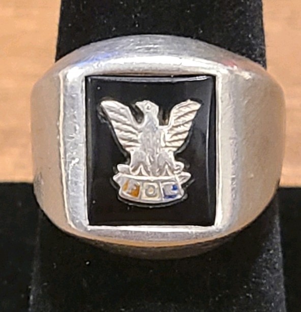 FOE Fraternal Order of Eagles Vintage Signet Ring Signed Sterling Silver 8.25 8