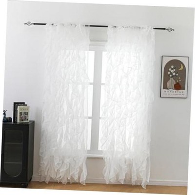 Cascade Farmhouse Shabby Chic Sheer Voile 50''W x 84''L (Pack of 2) White