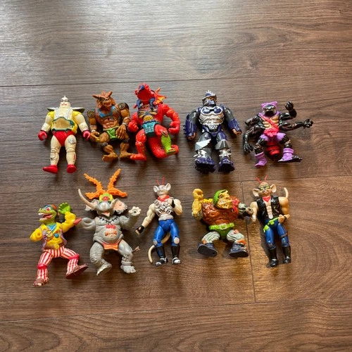 VTG TMNT Action Figure Lot 80s Krang Hothead Shredder Villains Damaged