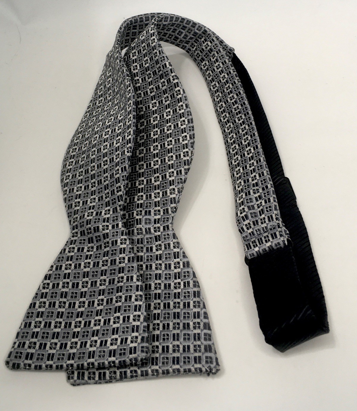 💯 Silk Bow Tie Patterned Silver Grey - image 5