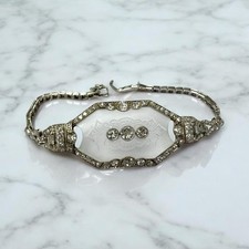 Vintage Camphor Glass & Diamond Platinum Brac...