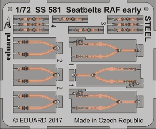 Eduard SS581 1/72 Seatbelts RAF Early STEEL for