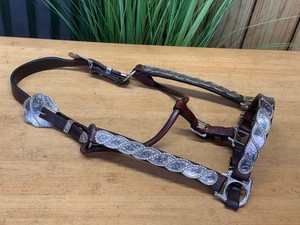 Vintage Western Show FULL Size Horse Halter w Mexico Silver ~ NICE!!