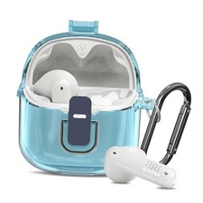  Secure Lock Clear Case for JBL Tune Flex Case Cover Compatible Clear Blue