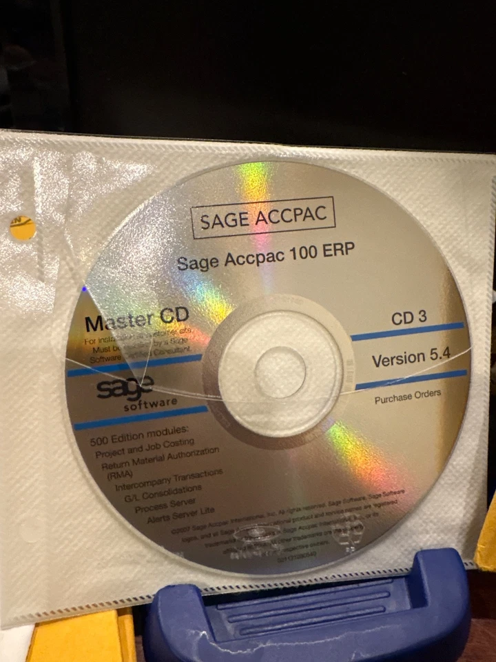 BRAND NEW UNUSED SAGE ACCPAC 100 ERP V5.4A MCD 3. MASTER CD - Image 3 of 3